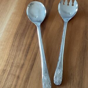 Silver Plated Salad Spoon and Fork